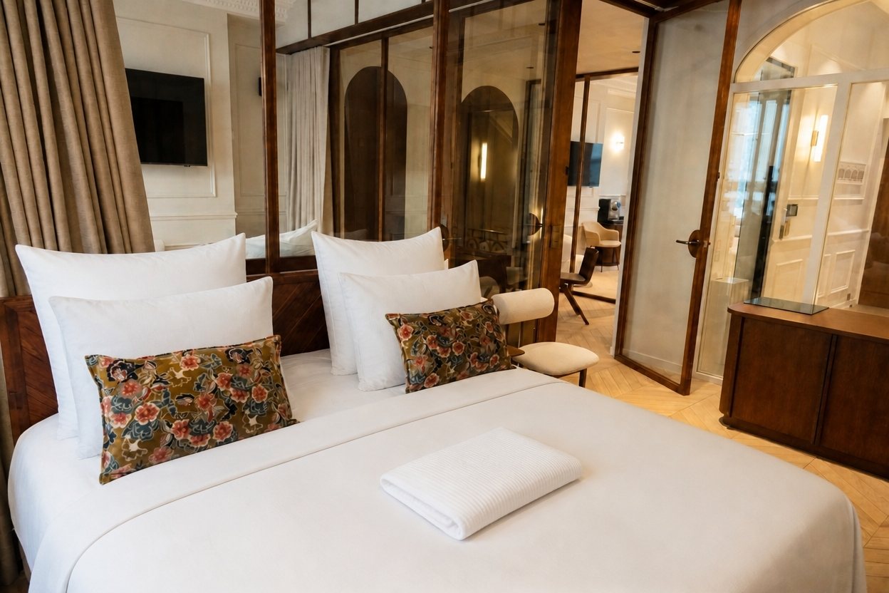 La chambre Wagram et son dressing vitré